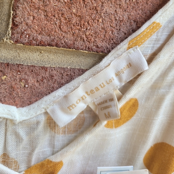 Monteau Cream and Blue Sleeveless V-Neck Sundress - Picture 6 of 9